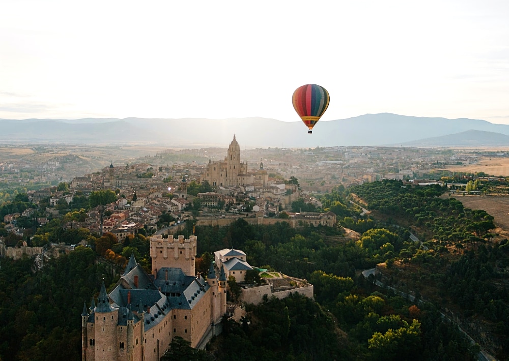 Ride a hot air balloon over a gorgeous medieval city