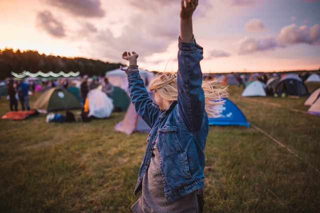 Girl at camping festival