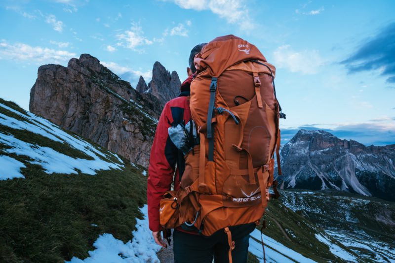 Backpacker on trail
