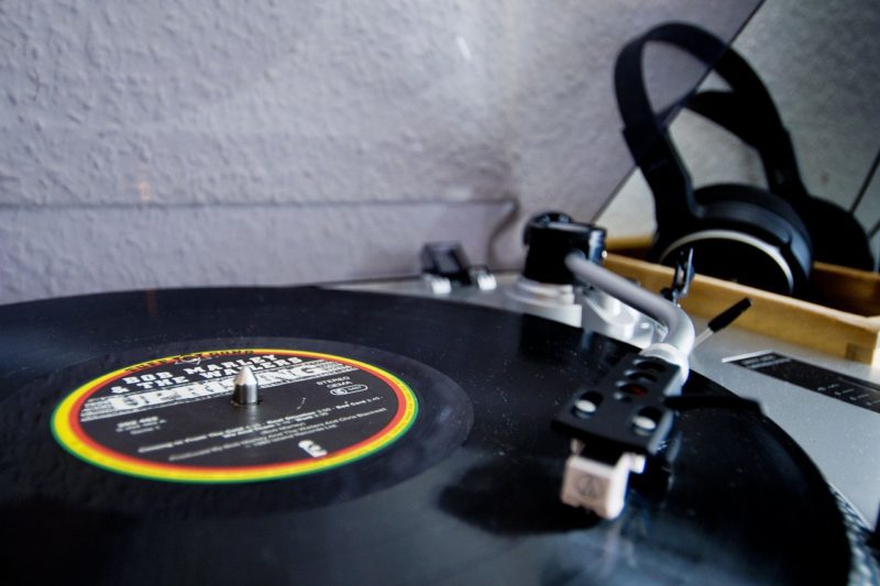Jamaica music record spinning on a turntable