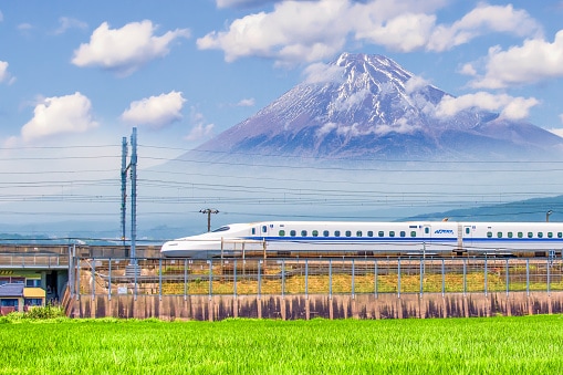Ride a bullet train through the countryside
