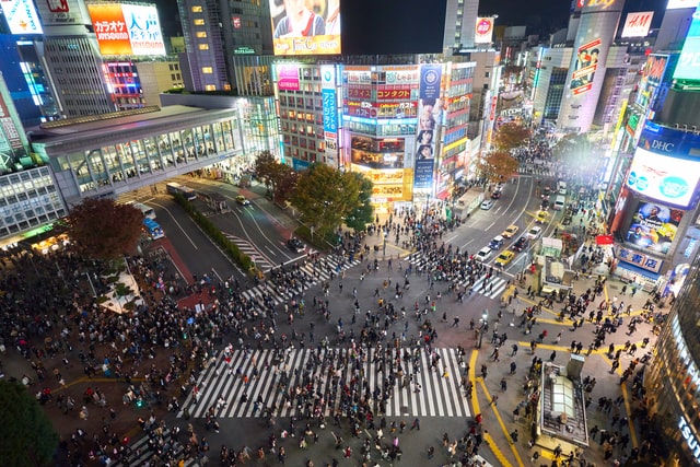 Scramble across the famous Shibuya Crossing