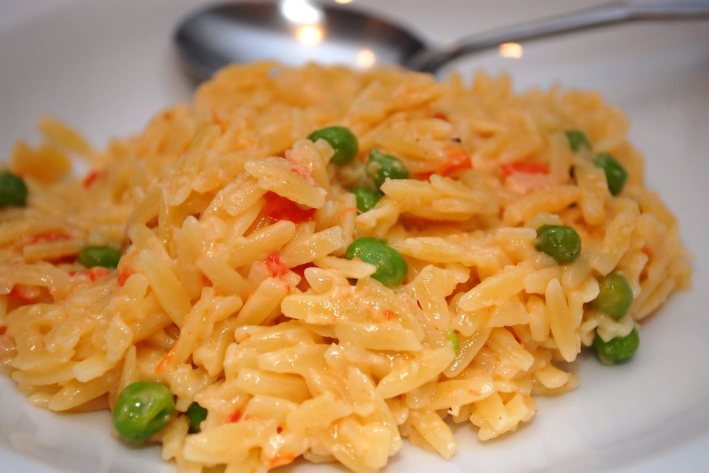A plate of creamy orzo