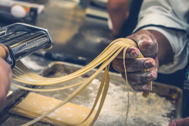 Italian pasta being made
