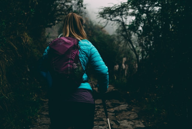 Woman hiking the Inca Trail