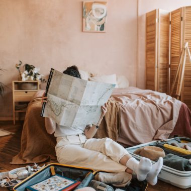 Woman packing luggage