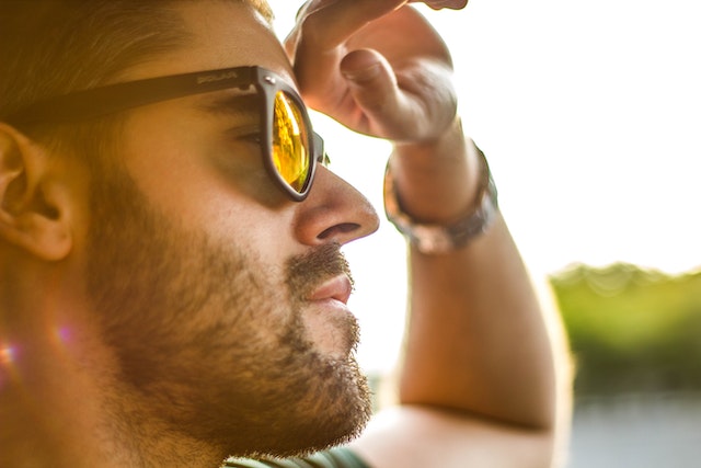 Close-up of man with sunglasses