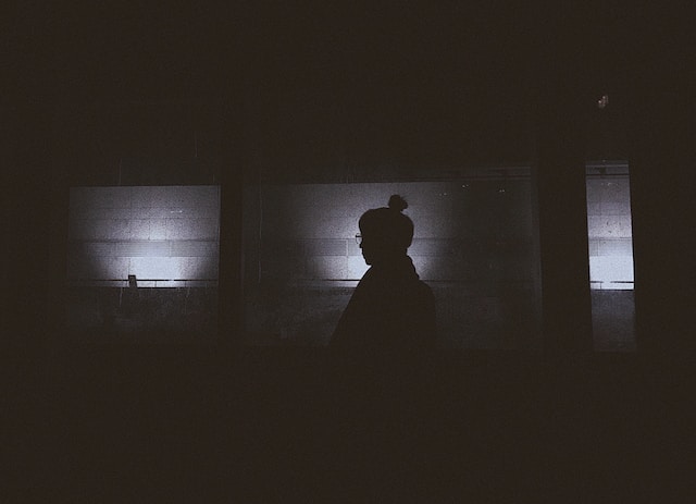 Woman in the dark