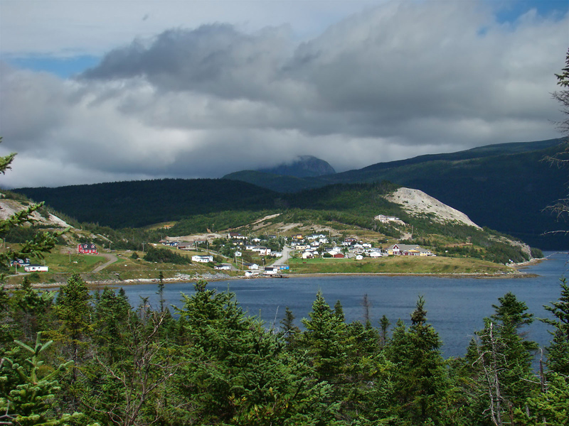View of Norris Point from Burnt Hill trek in Newfoundland