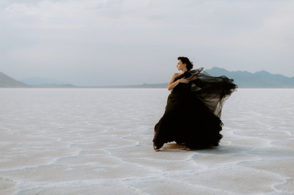 Woman at Bonneville Salt Flats, Utah