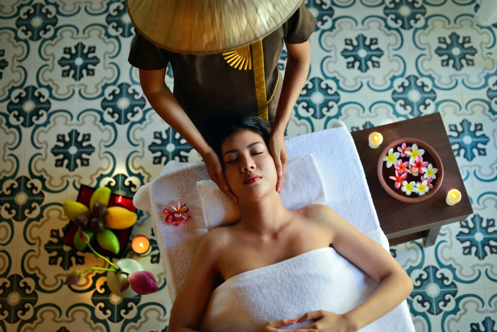 Woman getting pampered at Vietnam spa