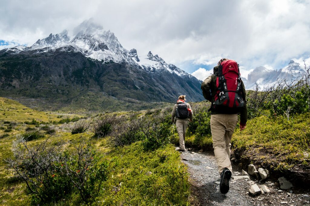 People hiking the W trek in Chile